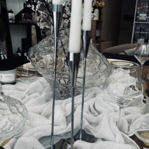 Candelabro Night Plata X3  26cm 31cm 36cm
