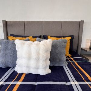 Acolchado Corderito King Azul Rayas Estampado