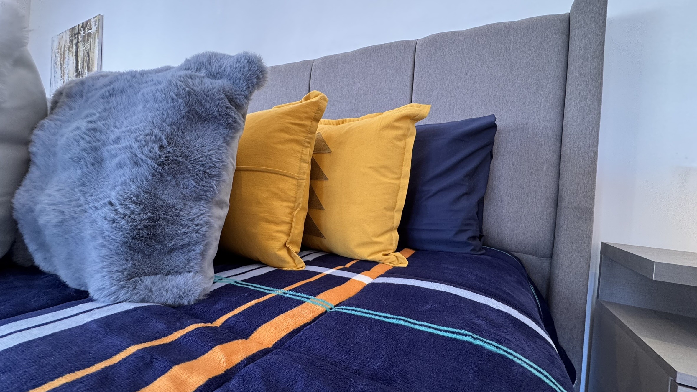Acolchado Corderito King Azul Rayas Estampado - Imagen 3