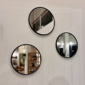 Set Espejo Negro Marco Fino X3