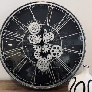 Reloj Estocolmo 50cm (Marco Negro/plata/n Romanos)