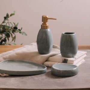Set Baño Pes Green X4 Piezas Ceramica