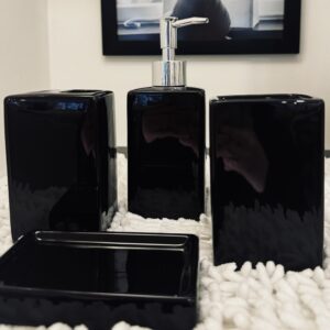 Juego Baño 4 Piezas Deco Ceramica Negra