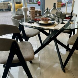 Mesa Infinity Vidrio Redonda 120 Patas Negras