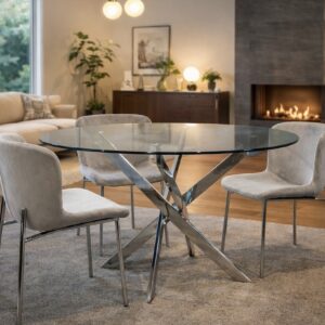 Mesa Infinity Vidrio Redonda 120 Patas Cromo
