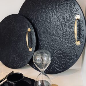 Set Bandeja X2 Violet Con Asa Negra/gold