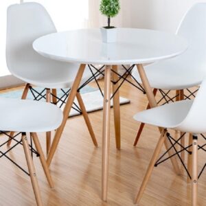 Mesa Emes Redonda Madera Blanca